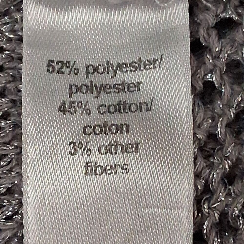 Studio Y Sweater Button Down Cardigan Gray w-Metallic Threads Classy Glam Sz M - Picture 5 of 8